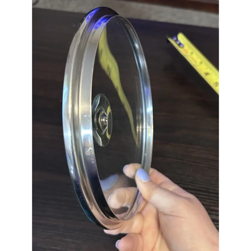 Wolfgang Puck 7.5” Tempered Glass Replacement Lid Only Stainless Steel Rim Knob